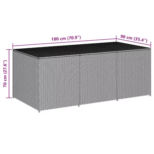  fekete polyrattan kerti tárolóláda 180 x 90 x 70 cm