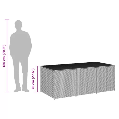  fekete polyrattan kerti tárolóláda 180 x 90 x 70 cm