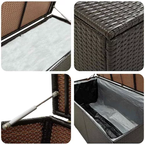  barna polyrattan kerti tárolóláda 180 x 90 x 70 cm