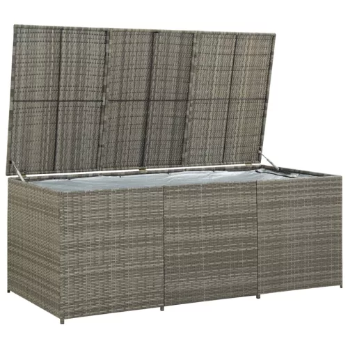  szürke polyrattan kerti tárolóláda 180 x 90 x 70 cm