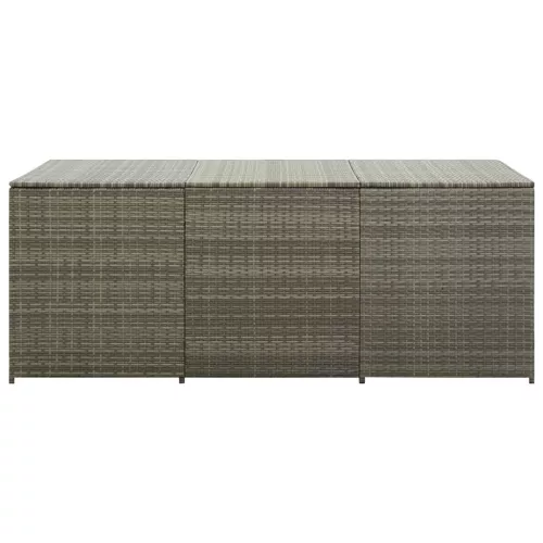  szürke polyrattan kerti tárolóláda 180 x 90 x 70 cm