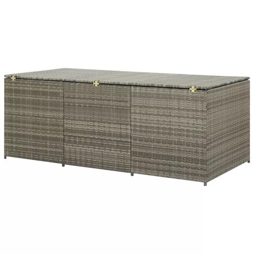  szürke polyrattan kerti tárolóláda 180 x 90 x 70 cm