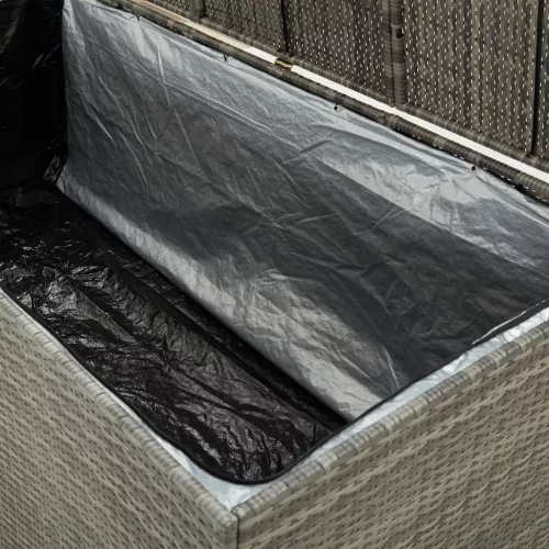  szürke polyrattan kerti tárolóláda 180 x 90 x 70 cm