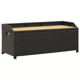  fekete polyrattan kerti tárolópad 120 cm