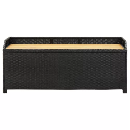 fekete polyrattan kerti tárolópad 120 cm