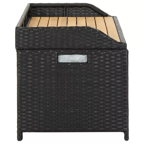  fekete polyrattan kerti tárolópad 120 cm