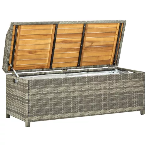  szürke polyrattan kerti tárolópad 120 cm