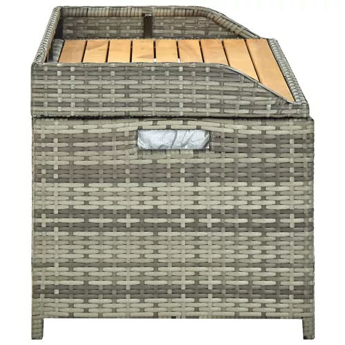  szürke polyrattan kerti tárolópad 120 cm