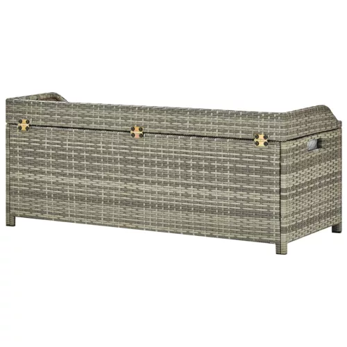  szürke polyrattan kerti tárolópad 120 cm