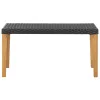  fekete polyrattan és tömör akácfa kerti pad 120 cm