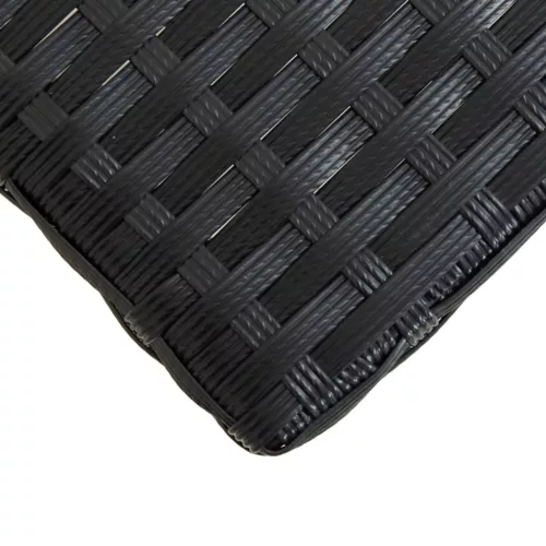  fekete polyrattan és tömör akácfa kerti pad 120 cm