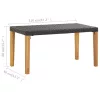  fekete polyrattan és tömör akácfa kerti pad 120 cm