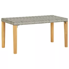  szürke polyrattan és tömör akácfa kerti pad 120 cm