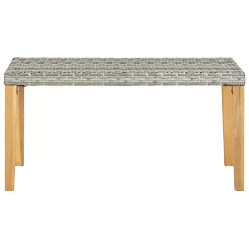 szürke polyrattan és tömör akácfa kerti pad 120 cm