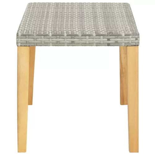  szürke polyrattan és tömör akácfa kerti pad 120 cm