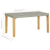  szürke polyrattan és tömör akácfa kerti pad 120 cm