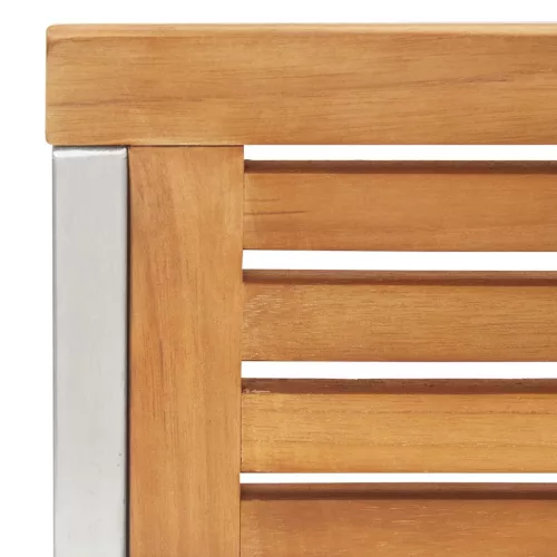  2 db tömör tíkfa és rozsdamentes acél kerti szék