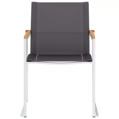  4 db szürke textilén és rozsdamentes acél kerti szék