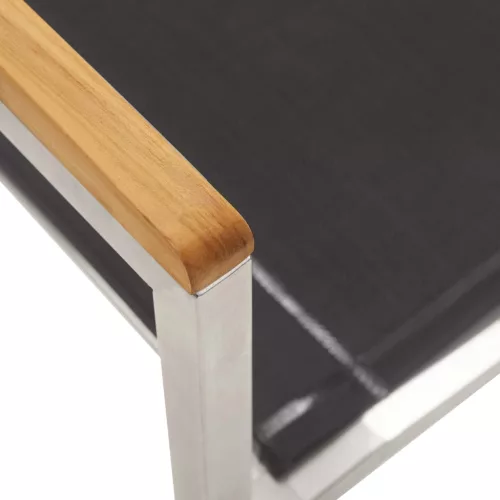  4 db szürke textilén és rozsdamentes acél kerti szék