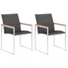  2 db szürke textilén és rozsdamentes acél kerti szék