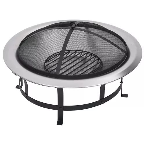  rozsdamentes acél kültéri tűztál grillráccsal 76 cm