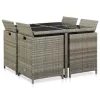  9-részes szürke kültéri polyrattan étkezőszett párnákkal