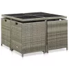  9-részes szürke kültéri polyrattan étkezőszett párnákkal