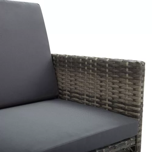  9-részes szürke kültéri polyrattan étkezőszett párnákkal