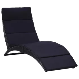 fekete polyrattan napozóágy párnával