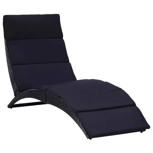  fekete polyrattan napozóágy párnával