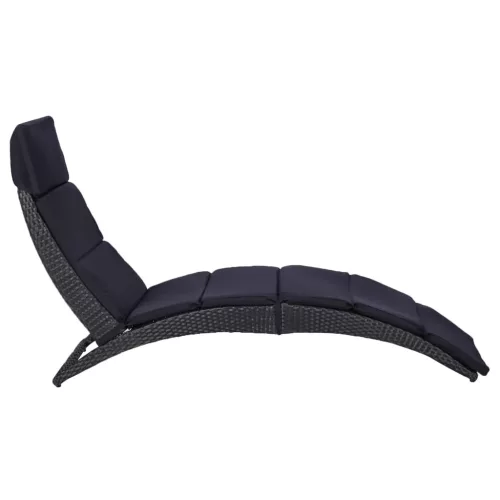  fekete polyrattan napozóágy párnával