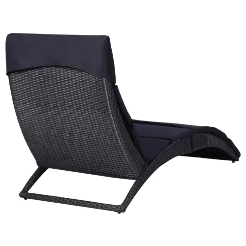  fekete polyrattan napozóágy párnával