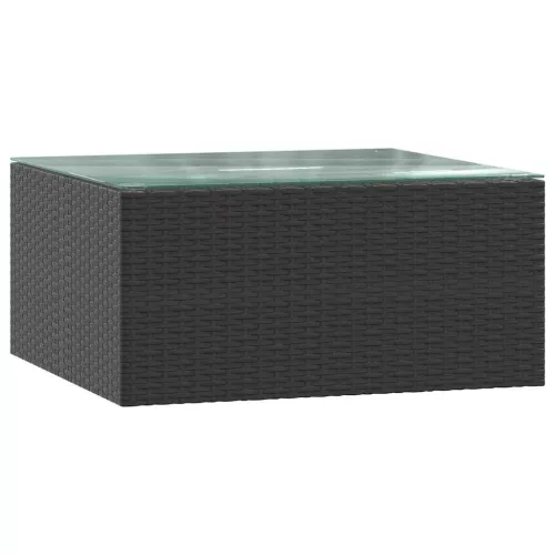  7-részes fekete polyrattan kerti társalgószett párnákkal