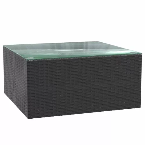  7-részes fekete polyrattan kerti társalgószett párnákkal