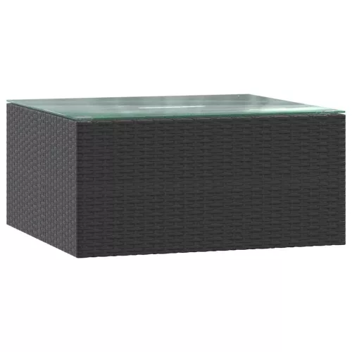  7-részes fekete polyrattan kerti társalgószett párnákkal