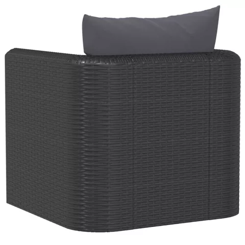  fekete polyrattan egyszemélyes kanapé párnákkal