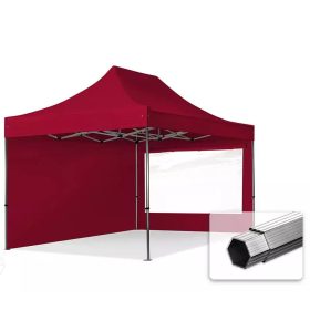   TP 3x4,5m összecsukható 800N alumínium pavilon, 2 db oldalfallal - bordó