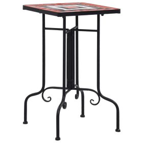  terrakotta és fehér kerámia mozaik kisasztal