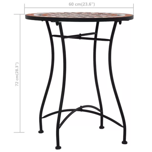 barna kerámia mozaikos bisztróasztal 60 cm