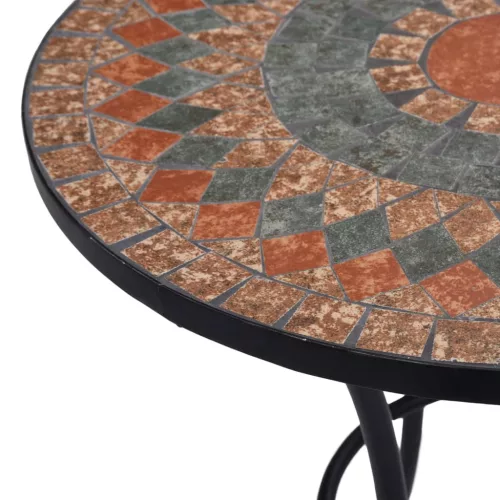  narancssárga és szürke kerámia mozaikos bisztróasztal 60 cm