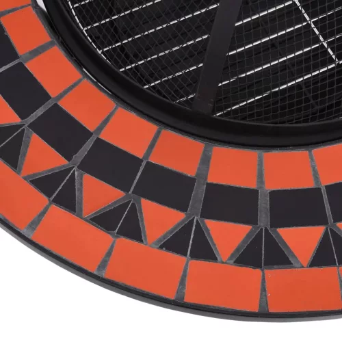  terrakotta és fehér kerámia mozaik tűztál asztallal 68 cm