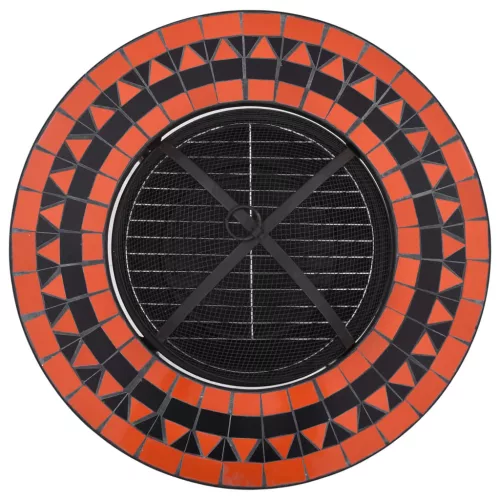  terrakotta és fehér kerámia mozaik tűztál asztallal 68 cm