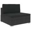  12 részes fekete polyrattan kertibútor-garnitúra párnákkal