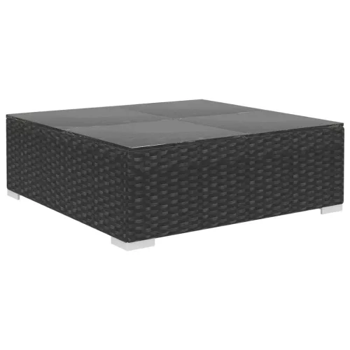  12 részes fekete polyrattan kertibútor-garnitúra párnákkal