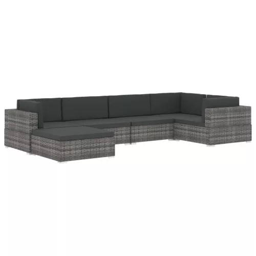  1 db barna polyrattan moduláris középső kanapé párnákkal
