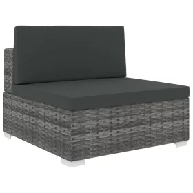    1 db szürke polyrattan moduláris középső kanapé párnákkal