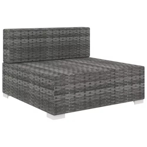  1 db szürke polyrattan moduláris középső kanapé párnákkal