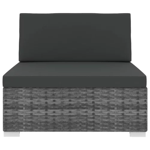  1 db szürke polyrattan moduláris középső kanapé párnákkal