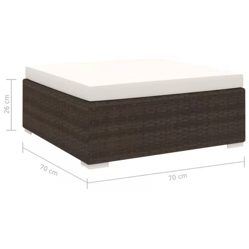  1 db barna polyrattan moduláris lábtartó párnával