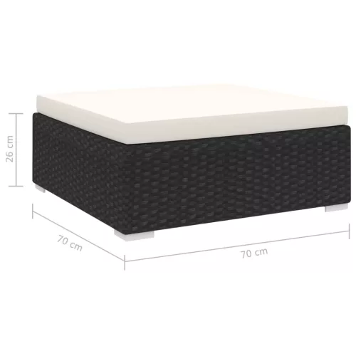  1 db fekete polyrattan moduláris lábtartó párnával